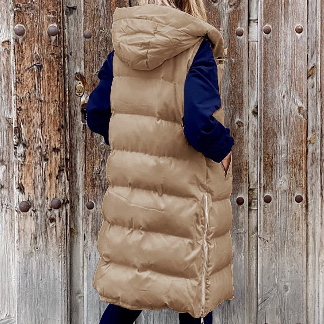 Jennifer - Kapuze Lange Weste Lässig Mode Einreihig Jacke