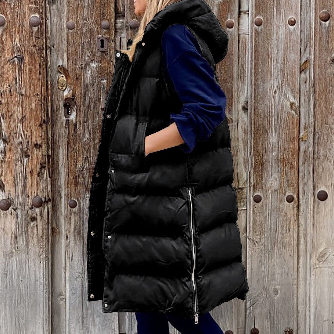 Jennifer - Kapuze Lange Weste Lässig Mode Einreihig Jacke