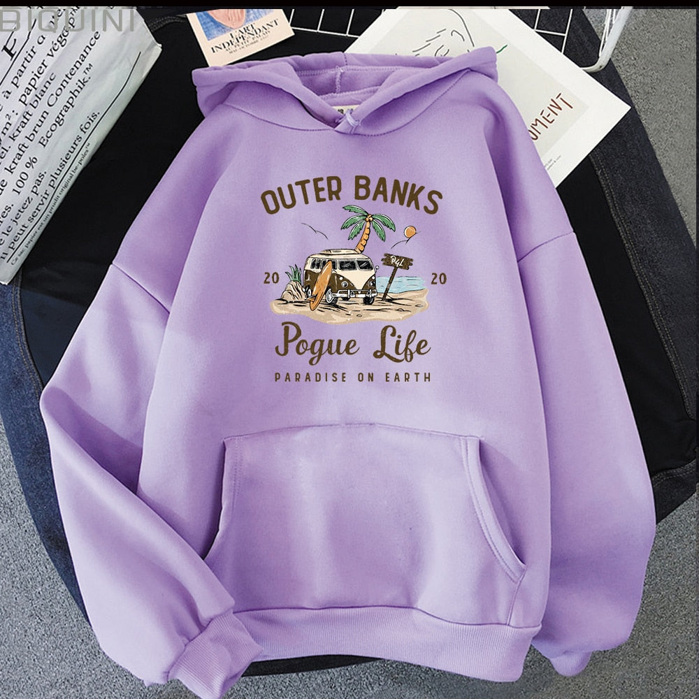 Outer Banks Pogue Life Hoody | Felpa con cappuccio da donna con stampa estetica | Streetwear stile Kpop