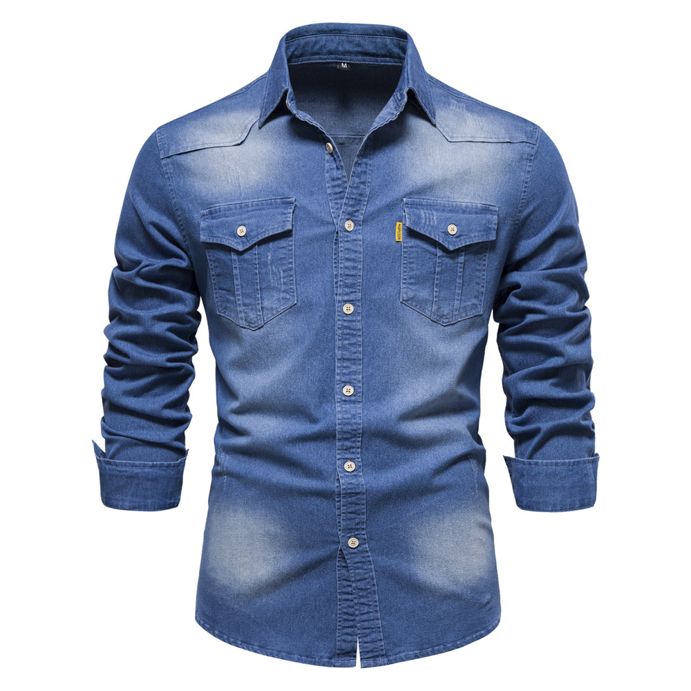 Marcellus - Lässiges Denim-Hemd - Klassisch - Vielseitiges Design - Ideal für die Arbeit für Herren
