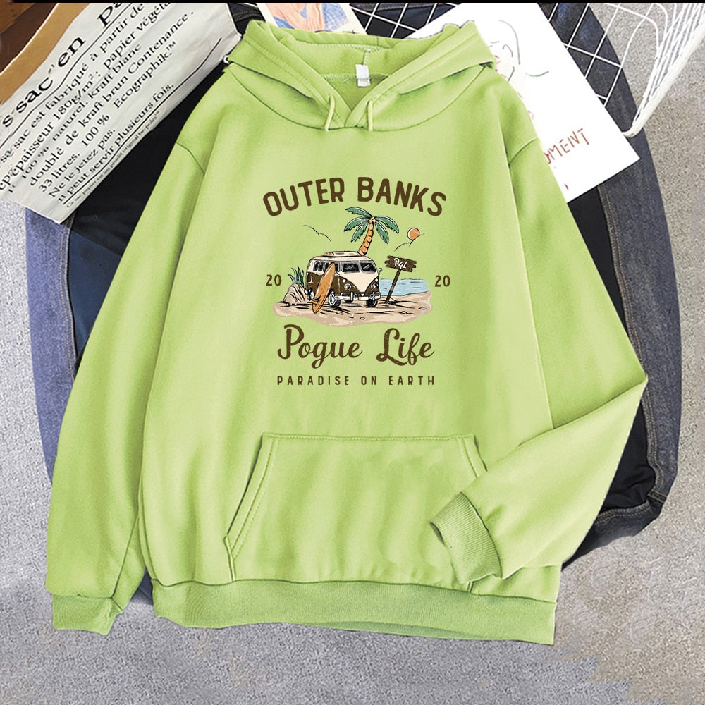 Outer Banks Pogue Life Hoody | Felpa con cappuccio da donna con stampa estetica | Streetwear stile Kpop