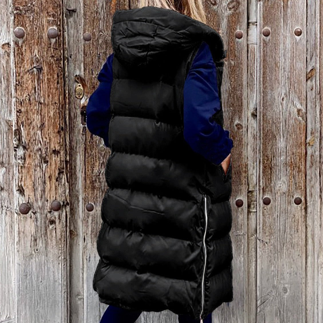 Jennifer - Kapuze Lange Weste Lässig Mode Einreihig Jacke