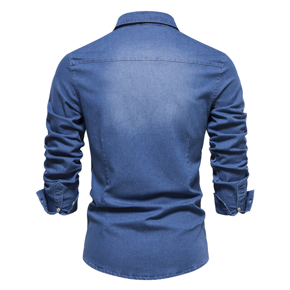 Marcellus - Lässiges Denim-Hemd - Klassisch - Vielseitiges Design - Ideal für die Arbeit für Herren