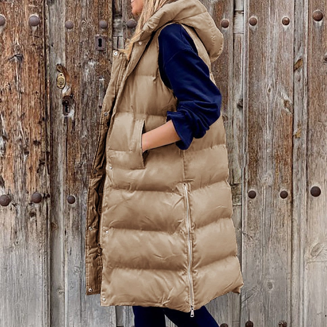 Jennifer - Kapuze Lange Weste Lässig Mode Einreihig Jacke