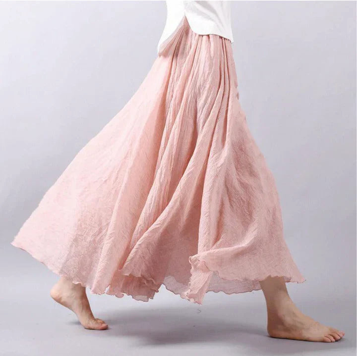 Boho Maxirock mit Falten – Luftiger A-Linien Rock im Vintage-Look für Damen