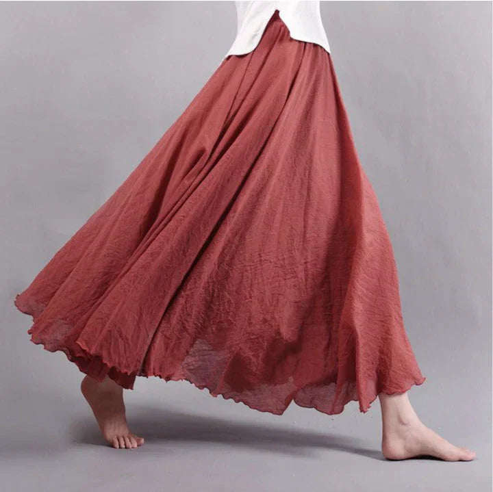 Boho Maxirock mit Falten – Luftiger A-Linien Rock im Vintage-Look für Damen