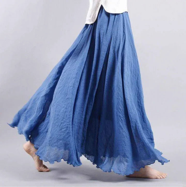 Boho Maxirock mit Falten – Luftiger A-Linien Rock im Vintage-Look für Damen