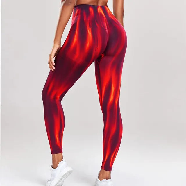 Leggings casual a vita alta con motivo a onde | Perfetti per attività ricreative per donne