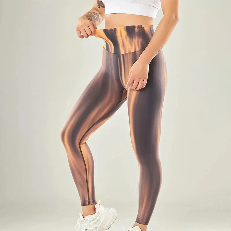 Leggings casual a vita alta con motivo a onde | Perfetti per attività ricreative per donne