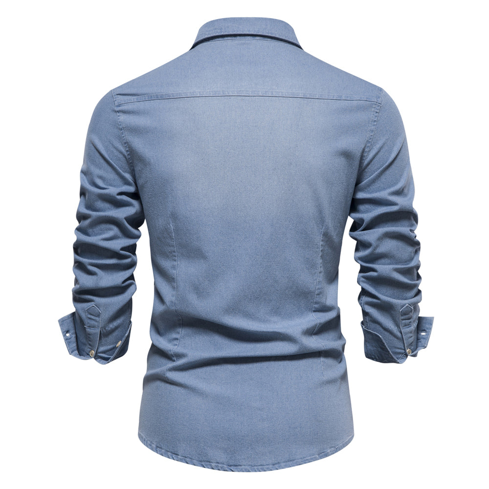Marcellus - Lässiges Denim-Hemd - Klassisch - Vielseitiges Design - Ideal für die Arbeit für Herren