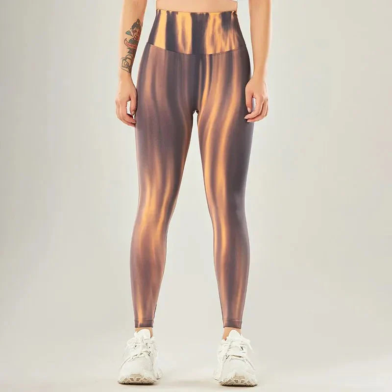 Leggings casual a vita alta con motivo a onde | Perfetti per attività ricreative per donne