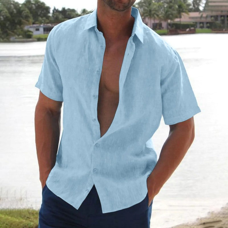 James | Leinenhemd Herren Kurzarm Casual
