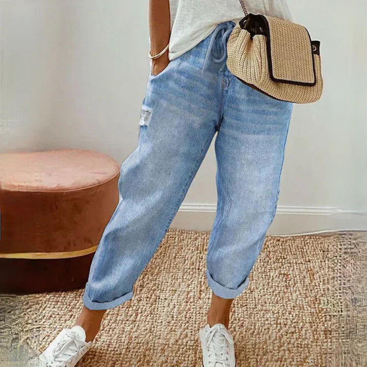 Baggy Damenjeans mit Tunnelzug – Locker geschnittene Freizeithose im Streetwear-Style