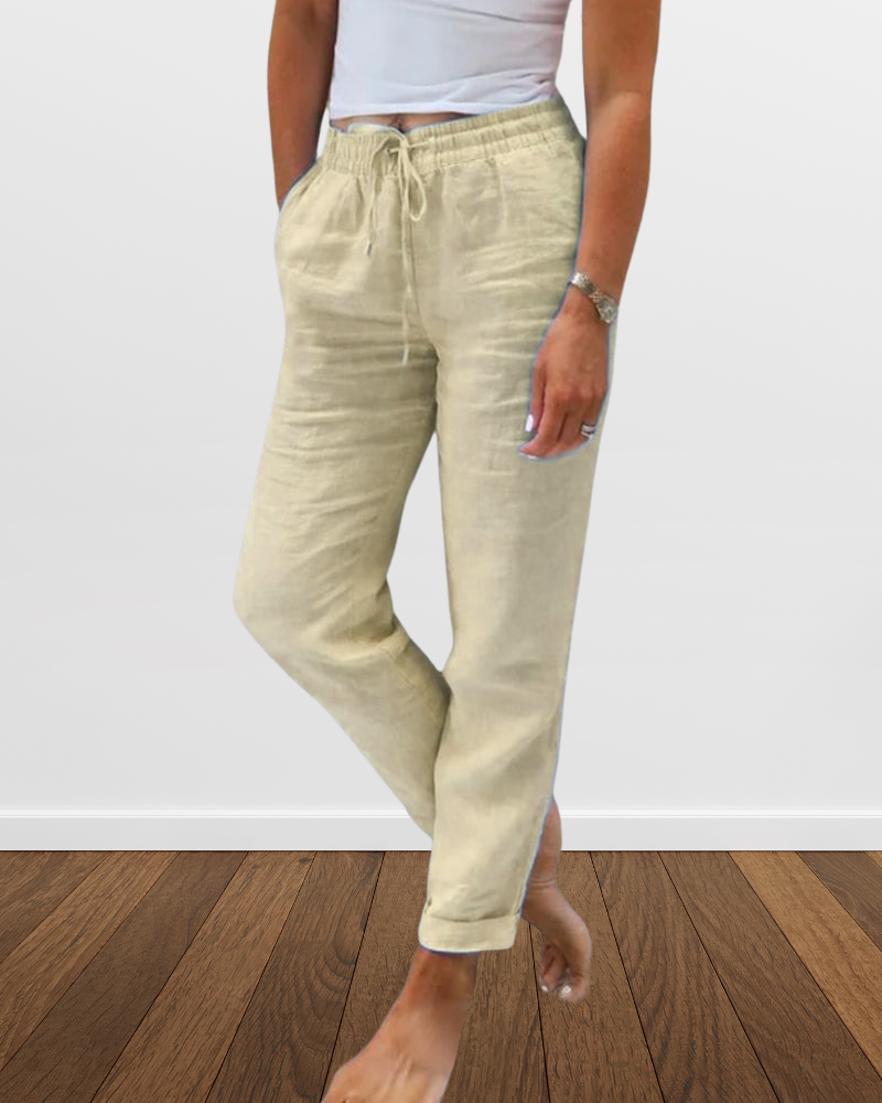 Bertha - Damen Freizeithose aus Baumwolle und Leinen