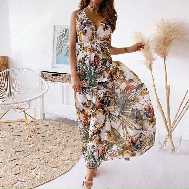 VICTORIA - Tiefes Maxikleid mit V-Ausschnitt