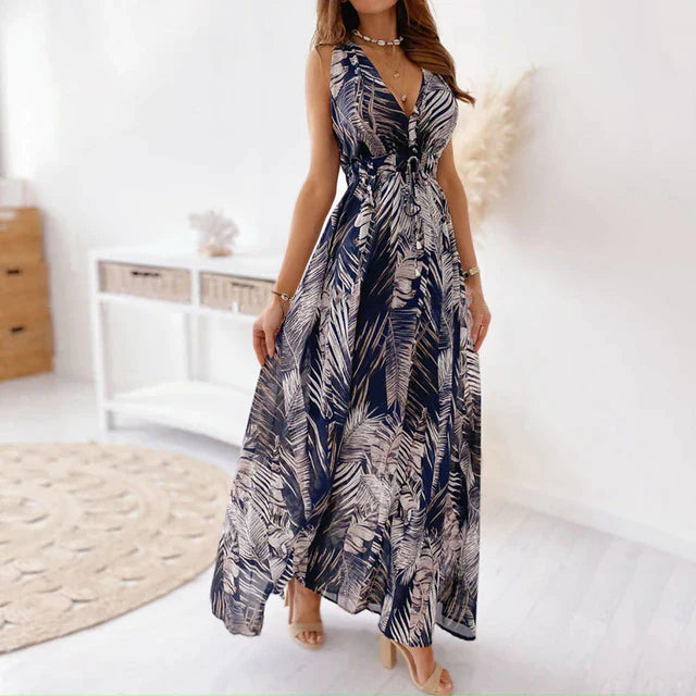 VICTORIA - Tiefes Maxikleid mit V-Ausschnitt