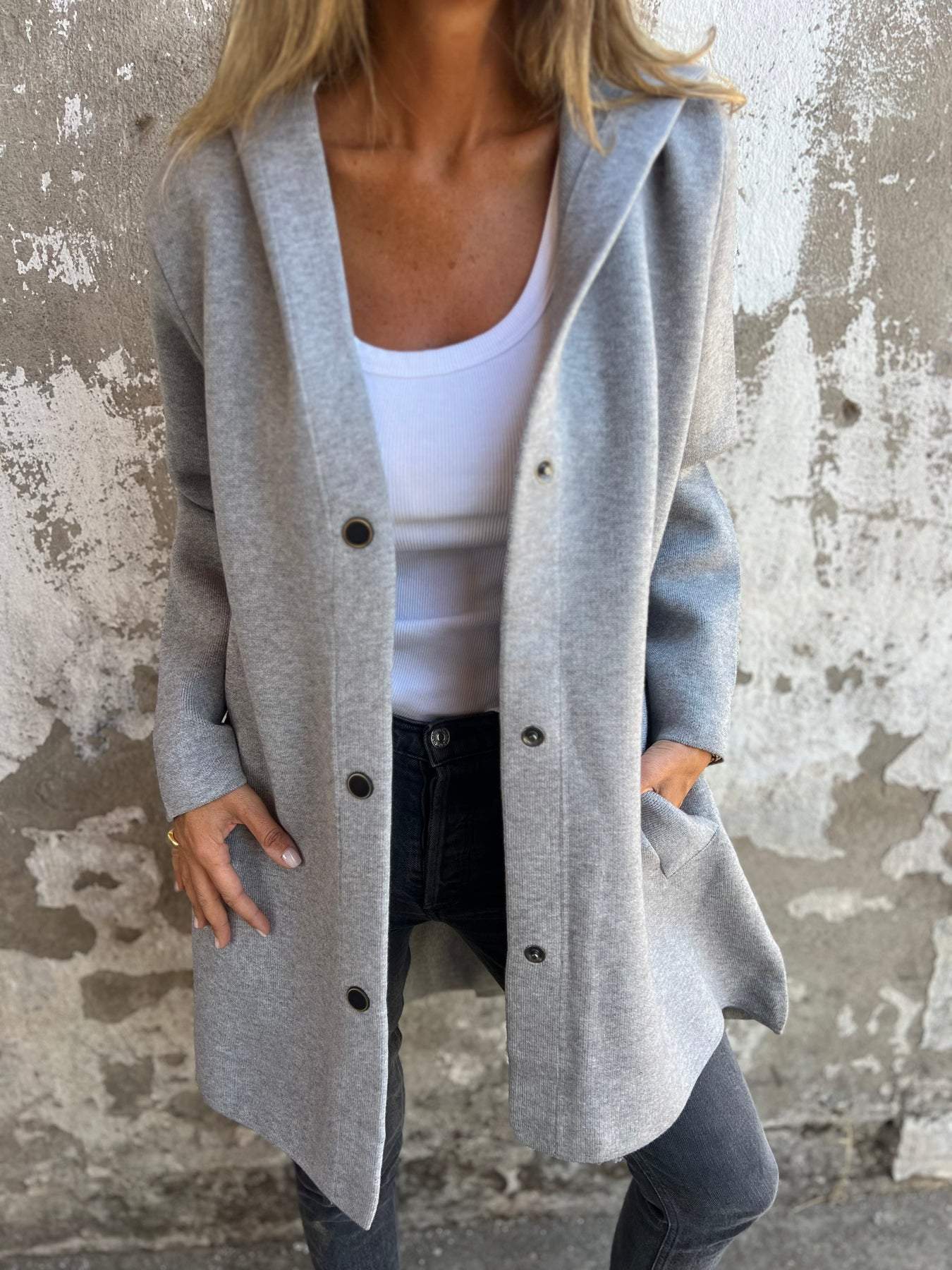 Cari - Casual einreihiger Blazer mit Kapuze