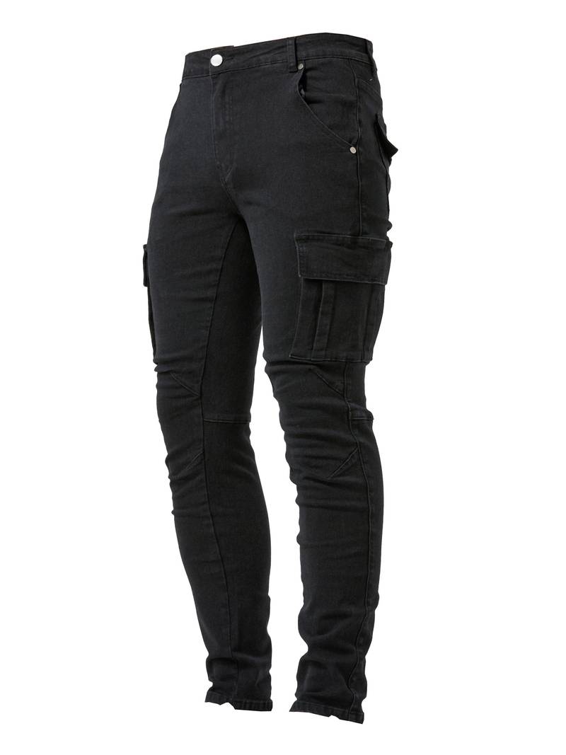 Herren Cargo Jeans Slim Fit mit Seitentaschen – Streetwear Hose für Freizeit & Alltag