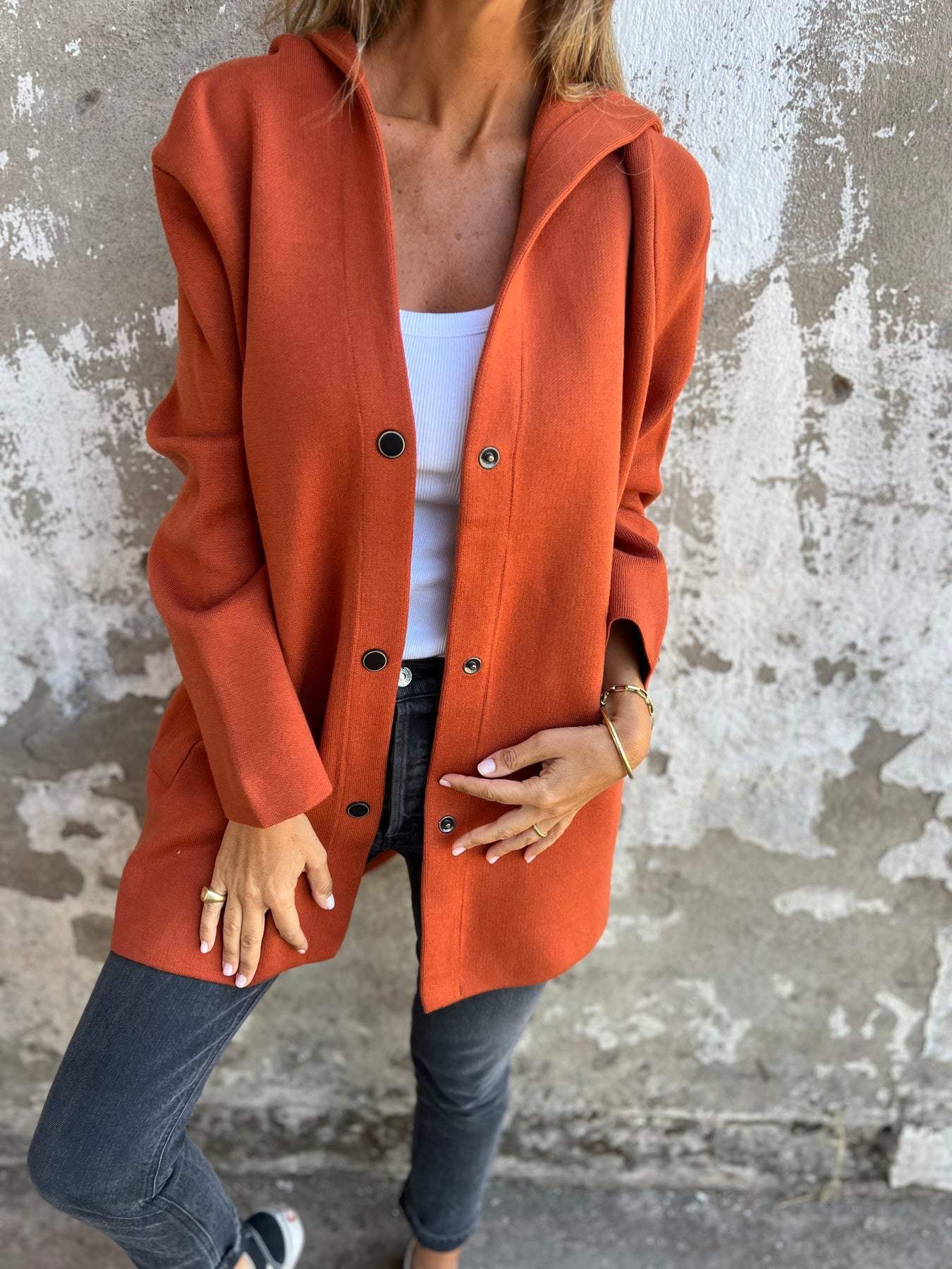 Cari - Casual einreihiger Blazer mit Kapuze