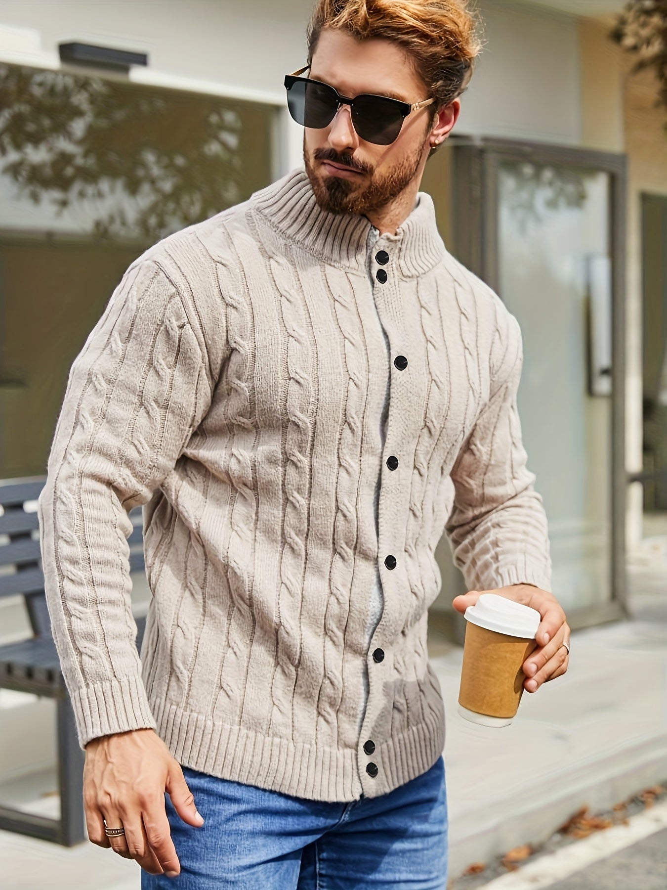 Federico - Lässige Herrenstrickjacke mit Knöpfen