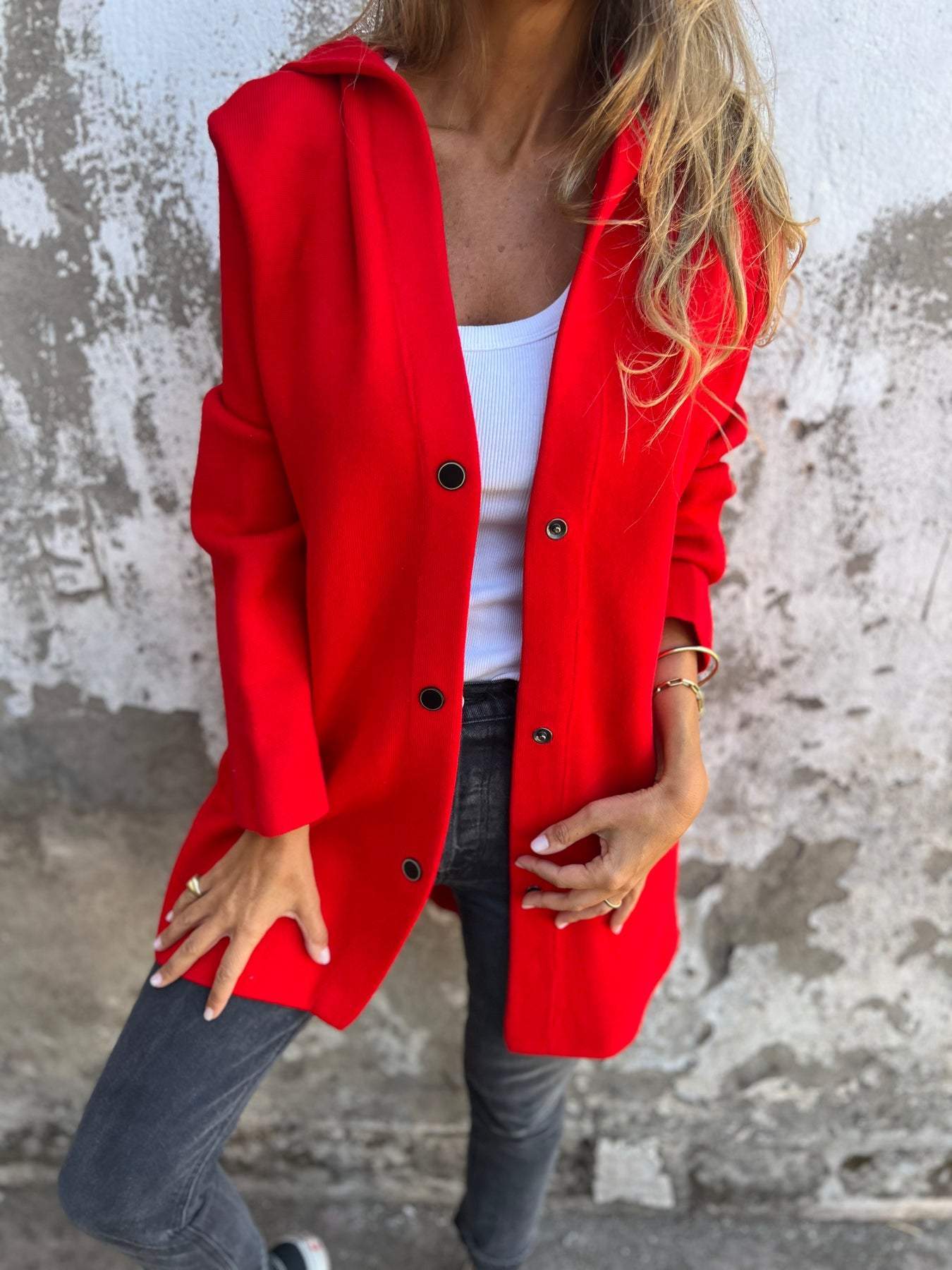 Cari - Casual einreihiger Blazer mit Kapuze