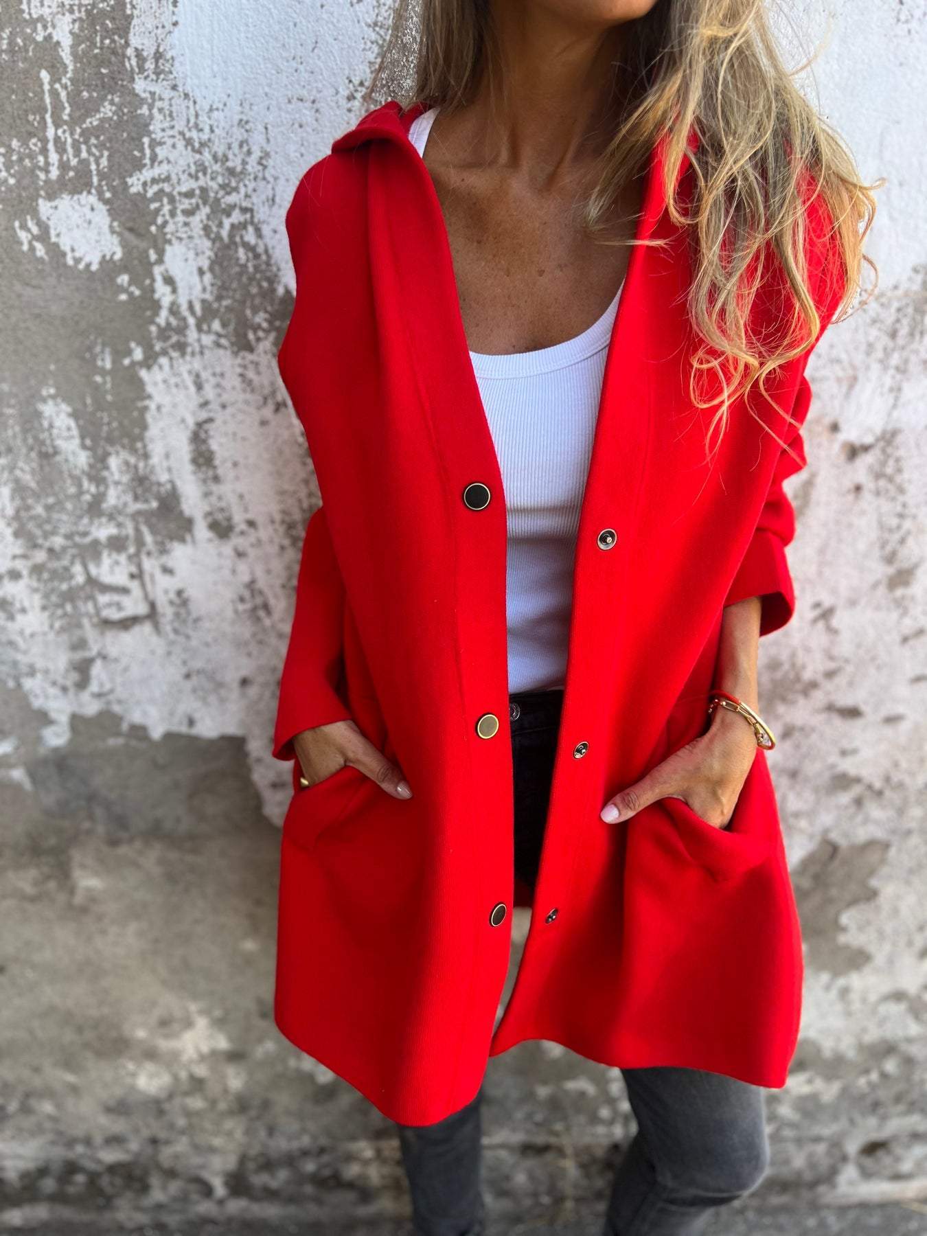 Cari - Casual einreihiger Blazer mit Kapuze