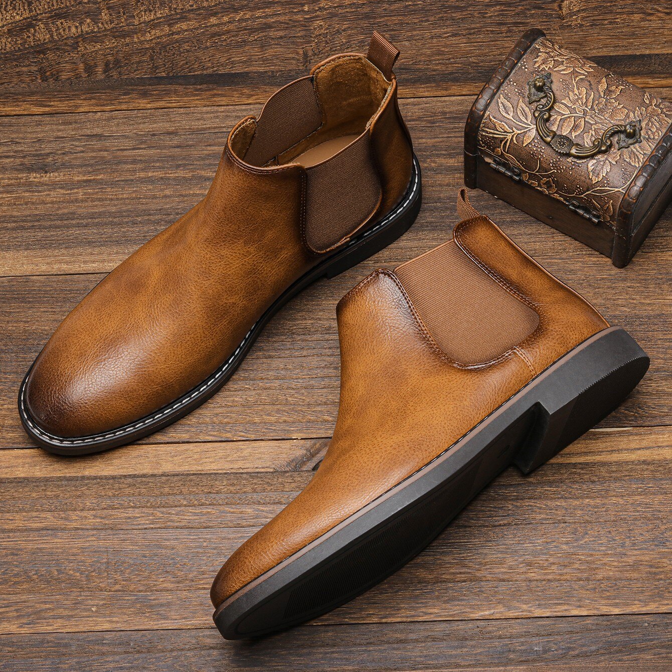 Herren Chelsea Boots im klassischen Look – Rutschfeste Winterstiefeletten mit elastischem Einstieg