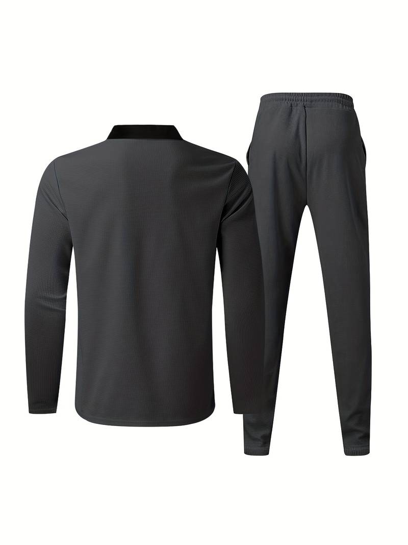 Zweiteiliges Herren Outfit Set – Modisches Freizeit- & Trainingsanzug Set mit Stehkragen