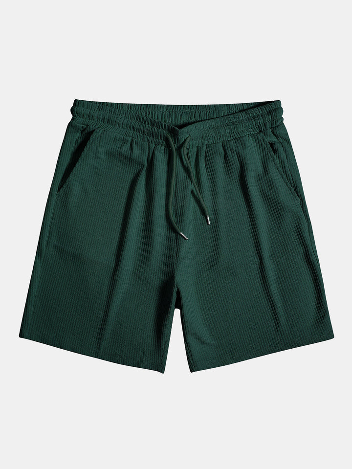 2-teiliges Herren Sommer Set – Kurzarmshirt mit Zipper & Shorts aus Rippstoff