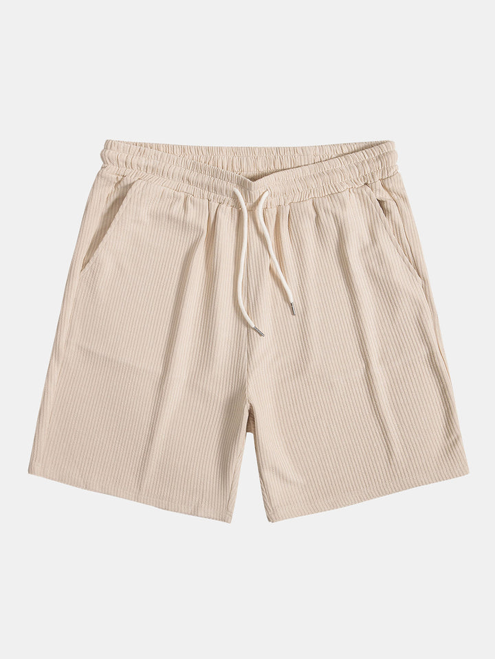 2-teiliges Herren Sommer Set – Kurzarmshirt mit Zipper & Shorts aus Rippstoff