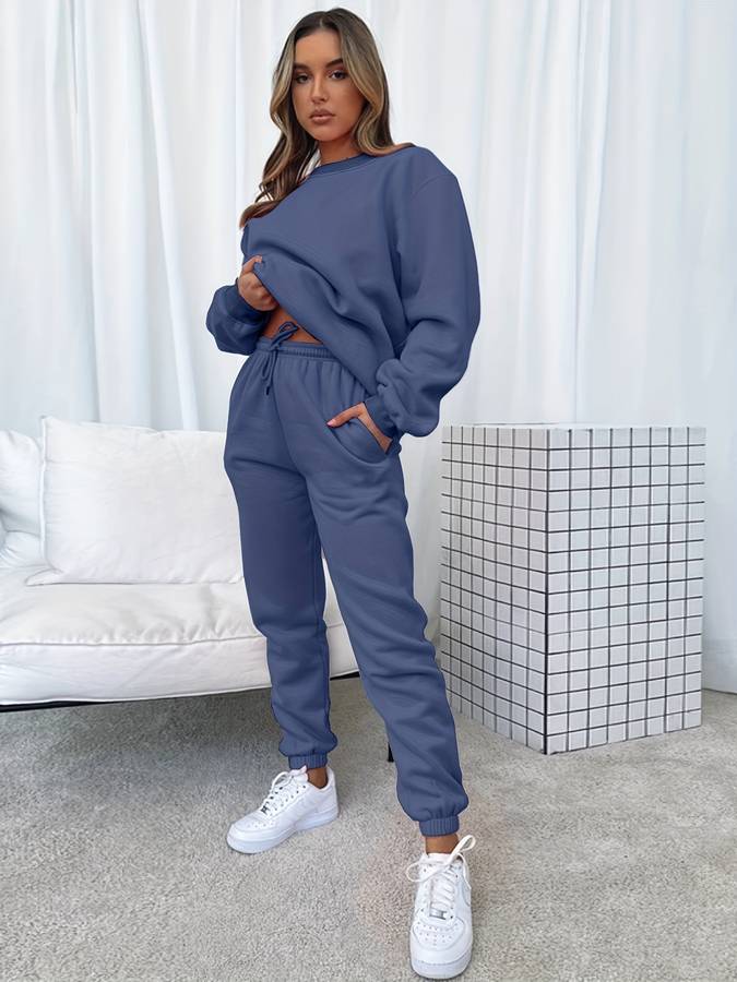 Zweiteiliges Damen-Sweat-Set – Oversized Pullover & Jogginghose in Pink für Lounge & Streetstyle
