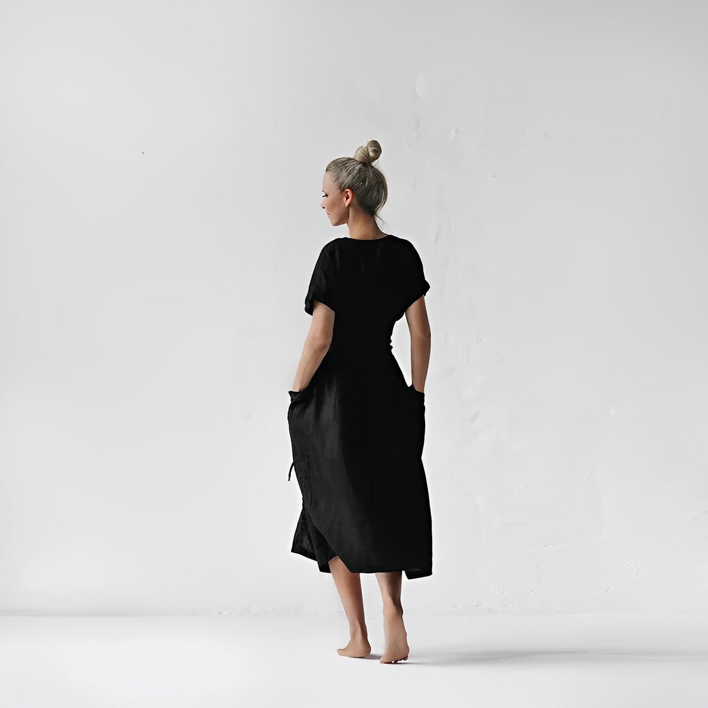 Elegantes Midikleid ILSE mit Gürtel & Seitentaschen