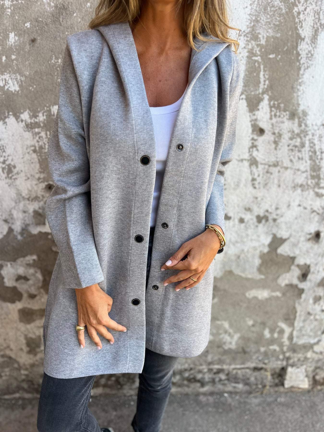 Cari - Casual einreihiger Blazer mit Kapuze