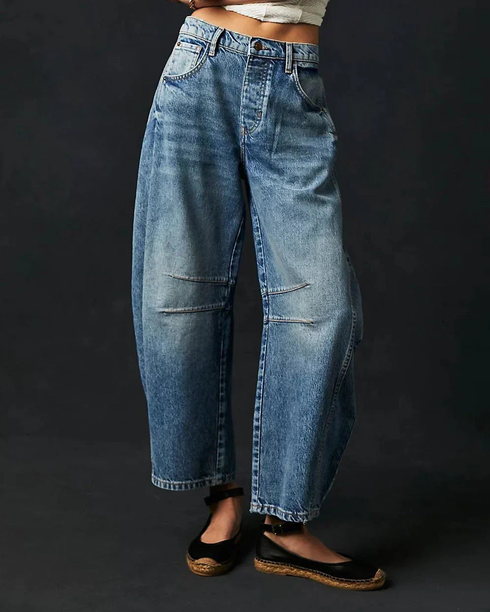 Weite Boyfriend-Jeans mit Vintage-Waschung und Kontrastnähten – Relaxed Fit Damenjeans
