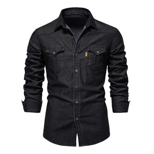 Marcellus - Lässiges Denim-Hemd - Klassisch - Vielseitiges Design - Ideal für die Arbeit für Herren