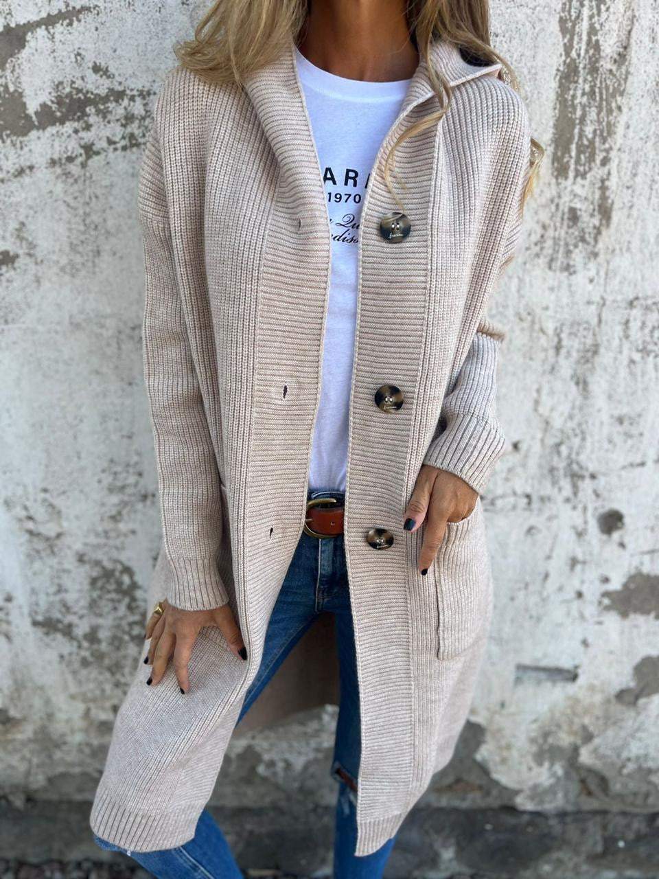 Mayme - Langer Strickcardigan mit Kapuze