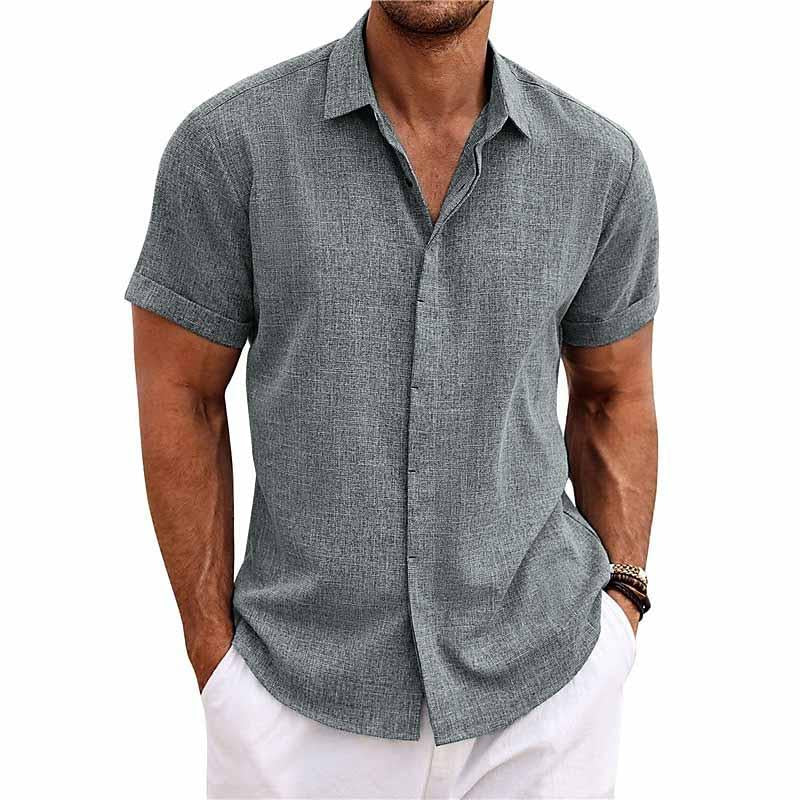 Lässiges Herren Kurzarmhemd im Leinenlook – Sommerhemd für Strand, Freizeit & Urlaub