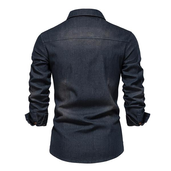 Marcellus - Lässiges Denim-Hemd - Klassisch - Vielseitiges Design - Ideal für die Arbeit für Herren