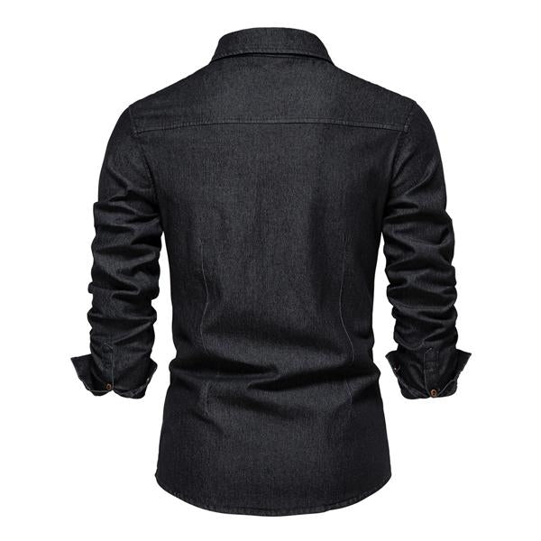 Marcellus - Lässiges Denim-Hemd - Klassisch - Vielseitiges Design - Ideal für die Arbeit für Herren