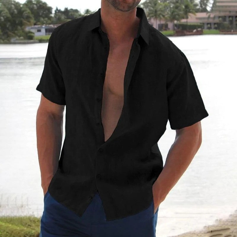 James | Leinenhemd Herren Kurzarm Casual