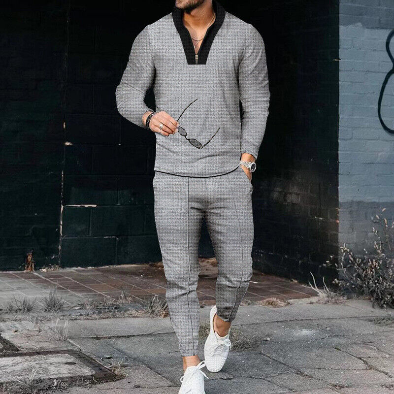 2-teiliges Herren Set – Stylisches Freizeit-Outfit mit Stehkragen & Slim Fit Joggerhose