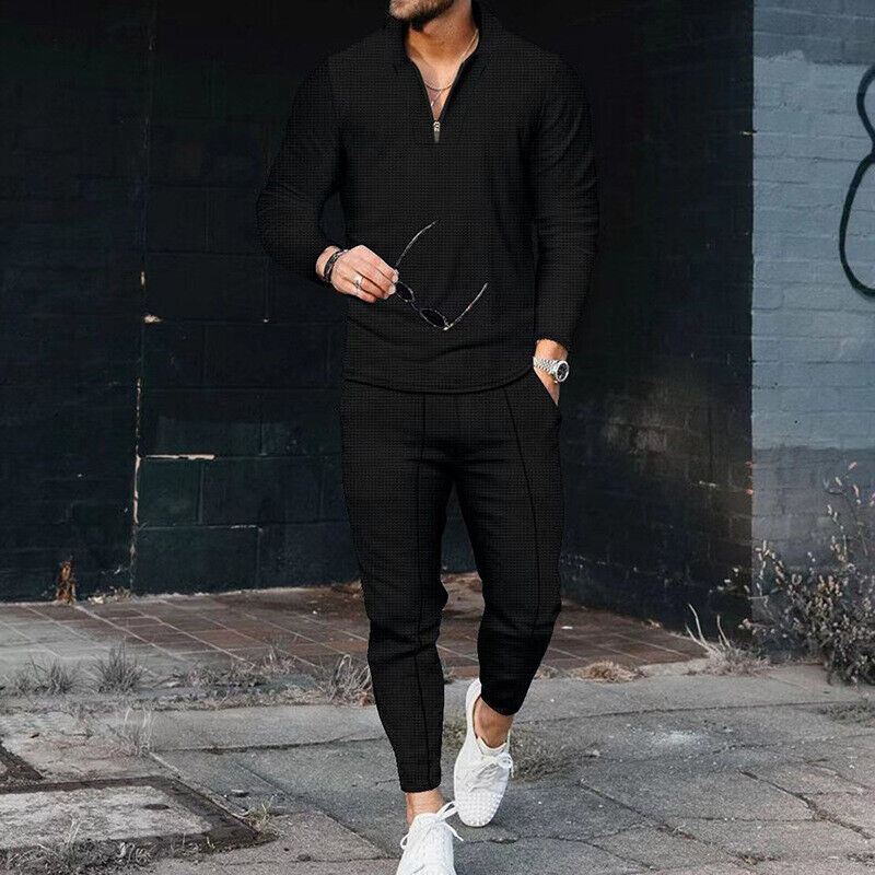 2-teiliges Herren Set – Stylisches Freizeit-Outfit mit Stehkragen & Slim Fit Joggerhose