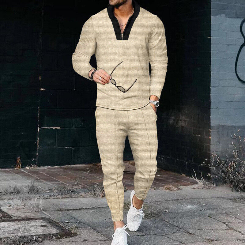 2-teiliges Herren Set – Stylisches Freizeit-Outfit mit Stehkragen & Slim Fit Joggerhose