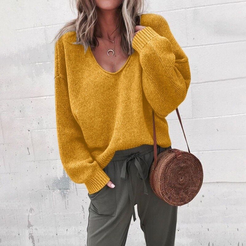 Maëlle Lose V-Ausschnitt Stricktop Pullover
