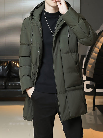 Lässige Gepolsterte Schwarze Winterjacke Mit Kapuze Für Herren | Perfekt für Outdoor-Aktivitäten