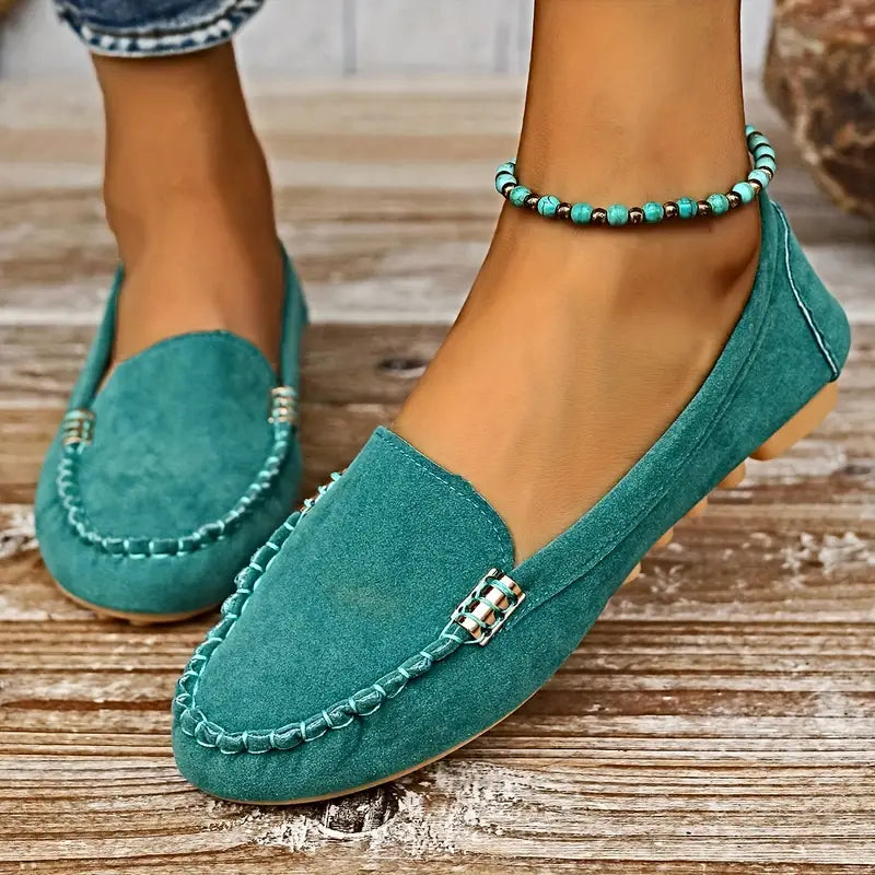Bequeme Damen Mokassins – Slipper mit Ziernähten & weicher Sohle
