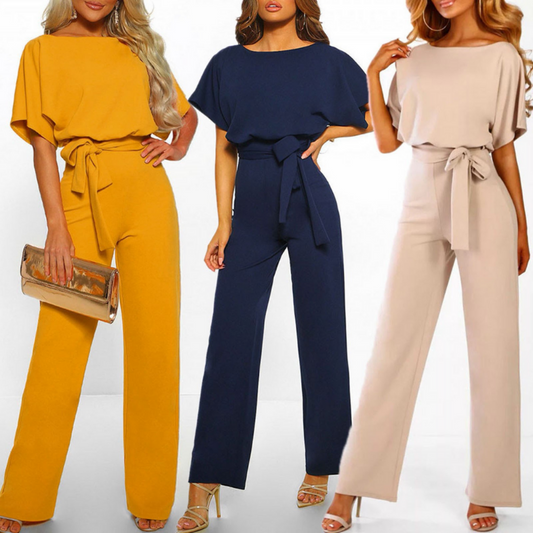 Eleganter Damen-Jumpsuit mit Taillengürtel und weitem Bein – Perfekt für Party, Büro oder Abendanlass