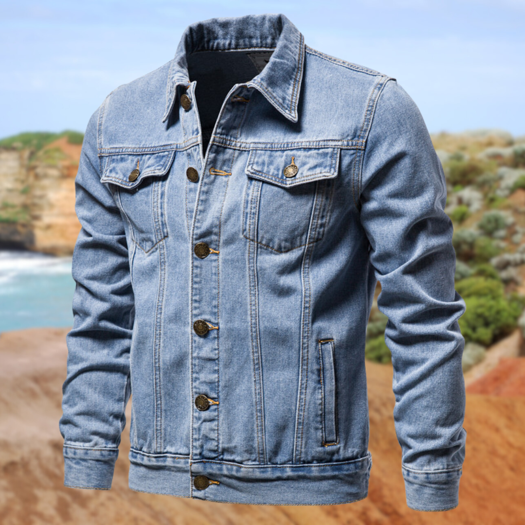 Herren Jeansjacke mit Kontrastnähten und Knopfverschluss – Robuster Streetstyle Klassiker für Alltag und Freizeit