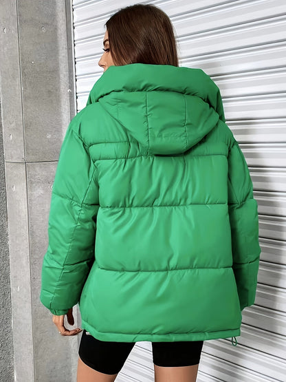 Elegante kurze warme Pufferjacke mit Kapuze für Damen | Perfekt für Outdoor-Aktivitäten