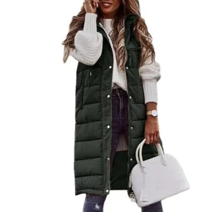 Jennifer - Kapuze Lange Weste Lässig Mode Einreihig Jacke